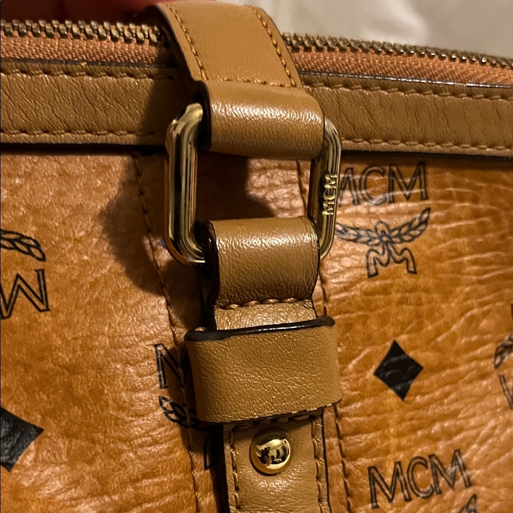 MCM Cognac Visetos Monogram Tote with Gold Plaque - Picture 4 of 16
